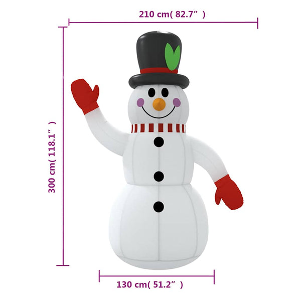 Vidaxl Christmas Inflatable Snowman With Leds 300 Cm Seasonal Decorations