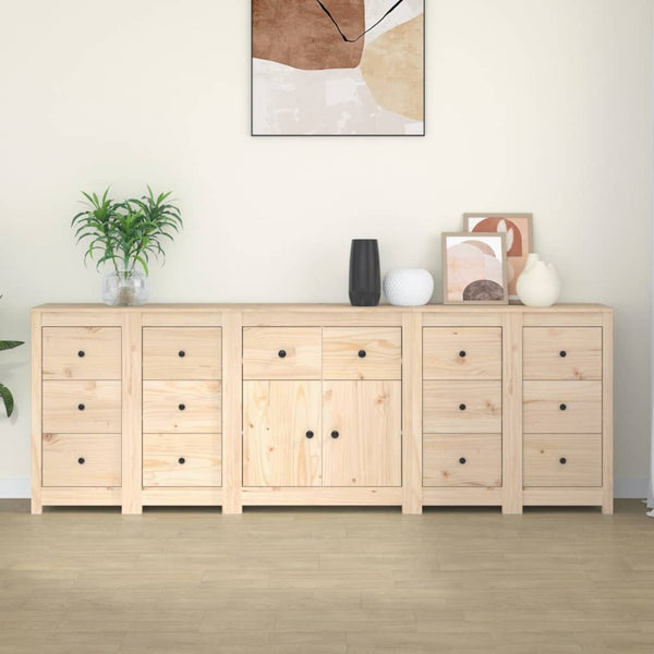 Sideboard 230X35x80 Cm Solid Wood Pine Sideboards & Buffets
