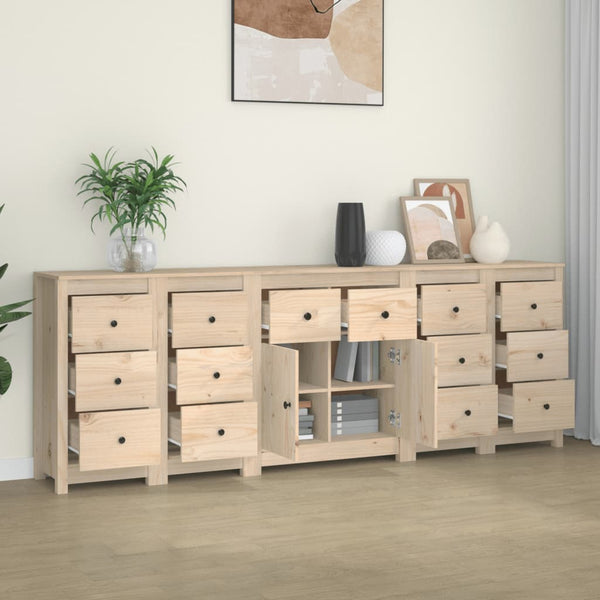 Sideboard 230X35x80 Cm Solid Wood Pine Sideboards & Buffets