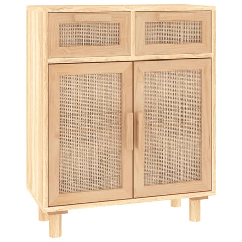 Sideboard Brown 60X30x75 Cm Solid Wood Pine And Natural Rattan Sideboards & Buffets
