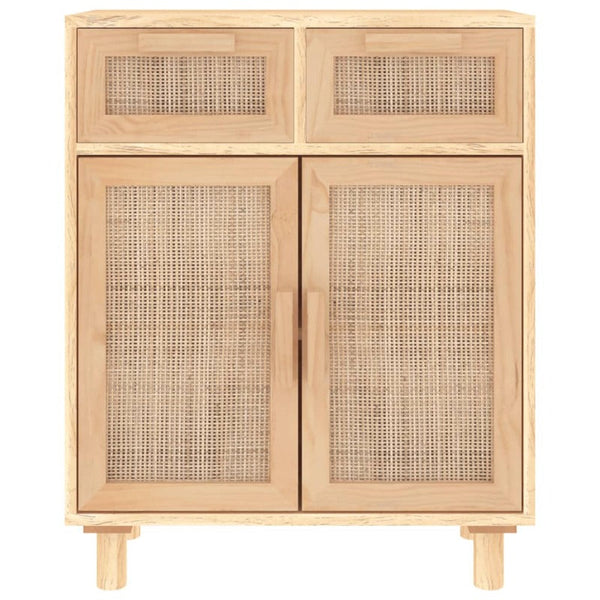 Sideboard Brown 60X30x75 Cm Solid Wood Pine And Natural Rattan Sideboards & Buffets