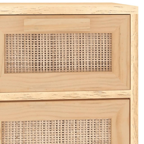Sideboard Brown 60X30x75 Cm Solid Wood Pine And Natural Rattan Sideboards & Buffets