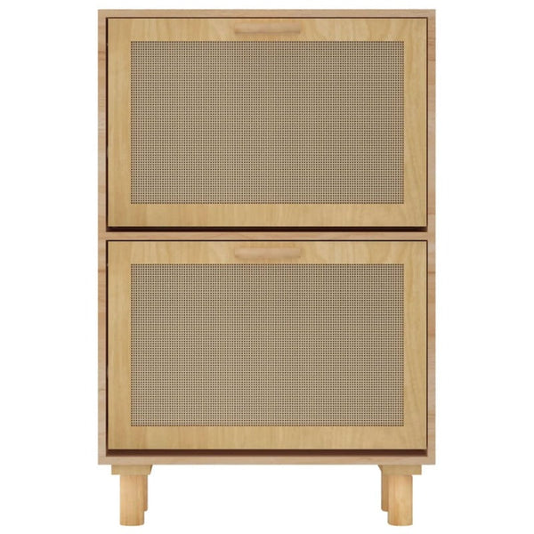 Shoe Cabinets Shoe Cabinet Brown 52X25x80 Cm Engineered Wood And Natural Rattan