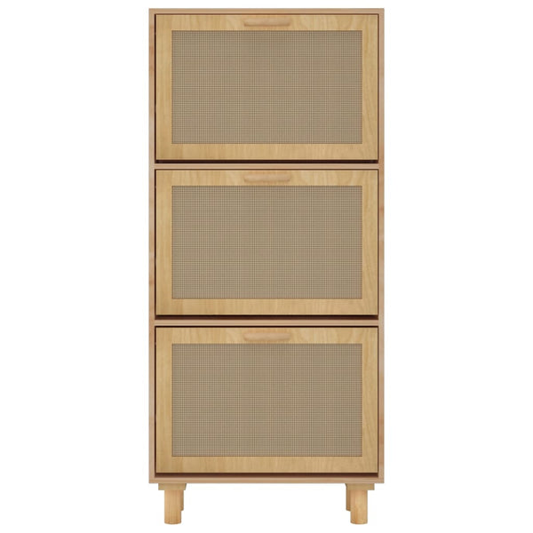 Shoe Cabinet Brown 52X25x115 Cm Engineered Wood And Natural Rattan Shoe Cabinets