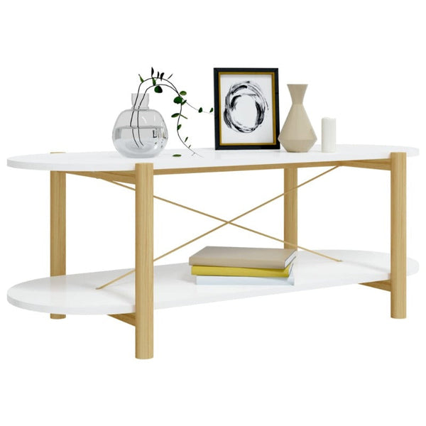 Coffee Table White 110X48x40 Cm Engineered Wood
