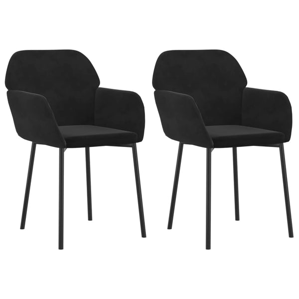 2 Pcs Black Velvet Dining Chairs