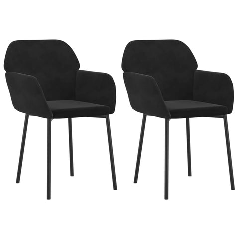 2 Pcs Black Velvet Dining Chairs