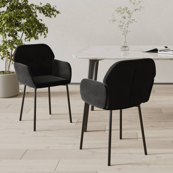 2 Pcs Black Velvet Dining Chairs