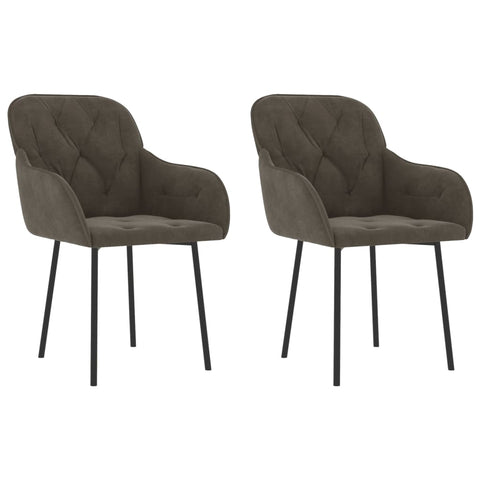 2 Pcs Dark Grey Velvet Dining Chairs