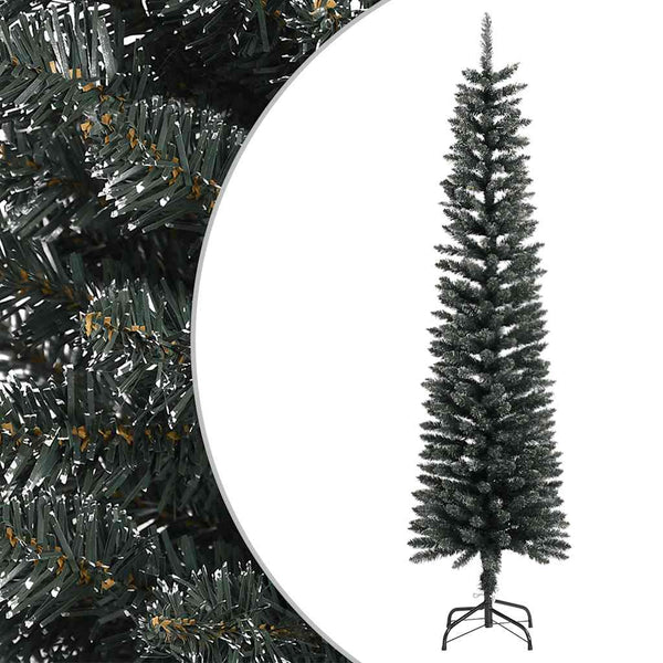 Artificial Slim Christmas Tree With Stand Green 180 Cm Pvc Seasonal Decorations