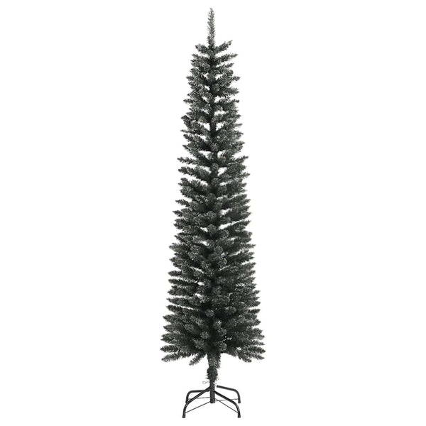 Artificial Slim Christmas Tree With Stand Green 180 Cm Pvc Seasonal Decorations