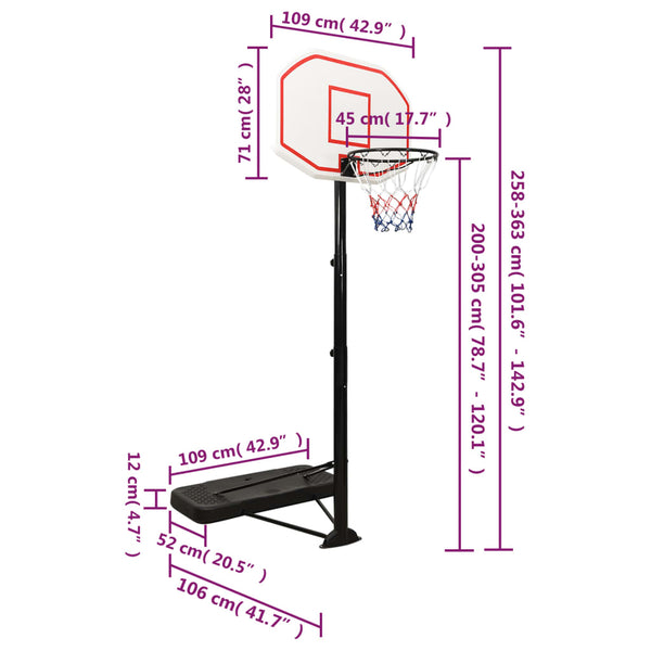 Basketball Backboards Basketball Stand White 258 363 Cm Polyethene