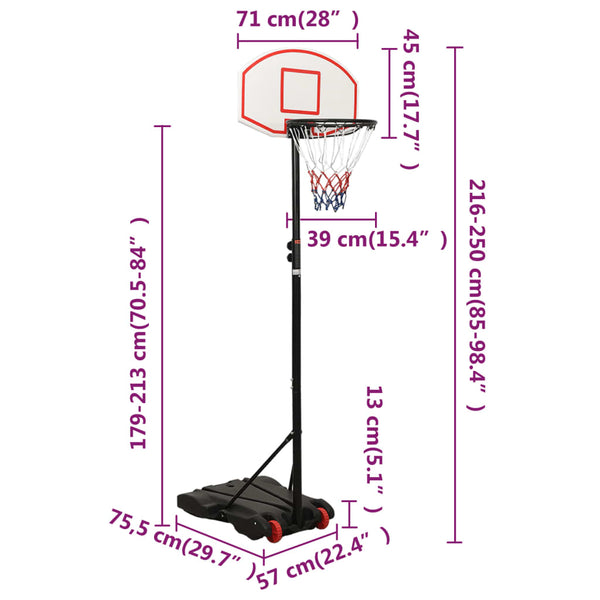 Basketball Backboards Basketball Stand White 216 250 Cm Polyethene
