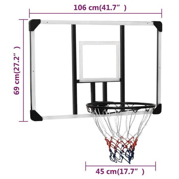 Basketball Backboard Transparent 106X69x3 Cm Polycarbonate Basketball Backboards