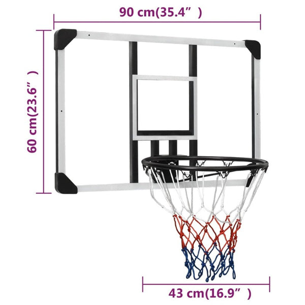 Vidaxl Basketball Backboard Transparent 90X60x2.5 Cm Polycarbonate Basketball Backboards