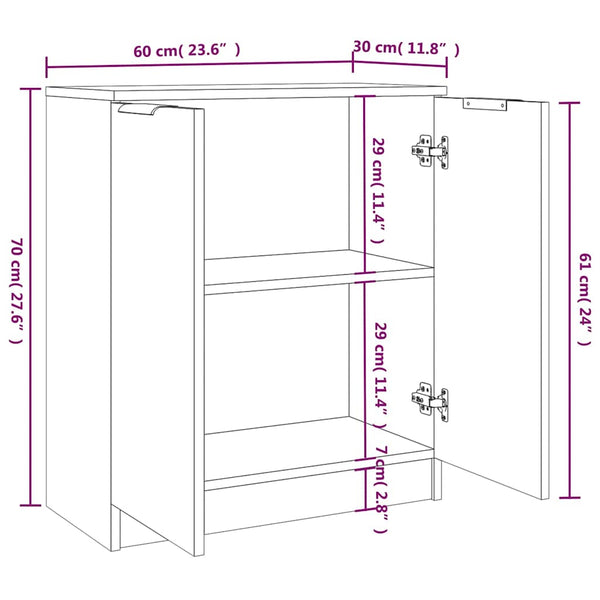 Vidaxl Sideboards 2 Pcs Sonoma Oak 60X30x70 Cm Engineered Wood Sideboards & Buffets