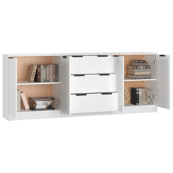 3 Piece Sideboards White Engineered Wood Sideboards & Buffets