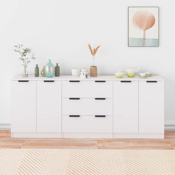 3 Piece Sideboards White Engineered Wood Sideboards & Buffets