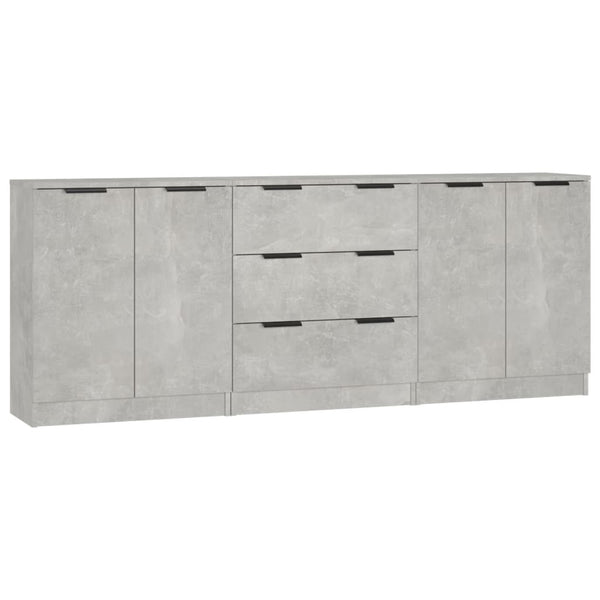3 Piece Sideboards Concrete Grey Engineered Wood Sideboards & Buffets