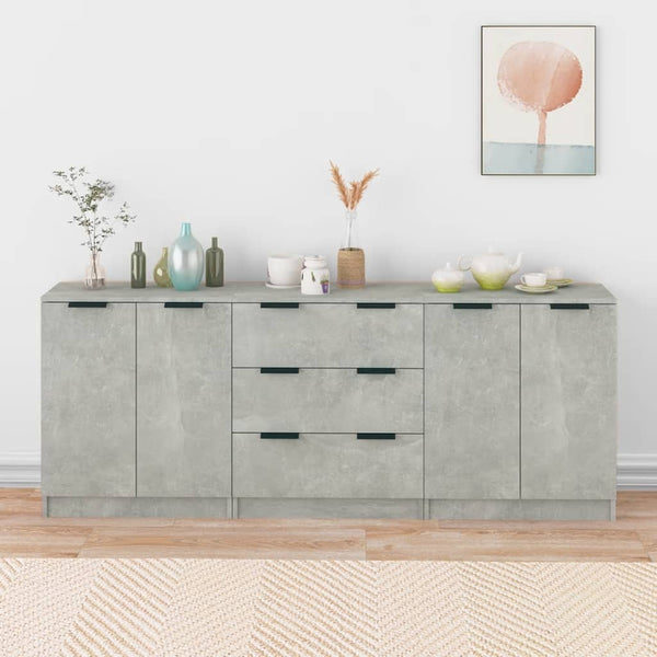 3 Piece Sideboards Concrete Grey Engineered Wood Sideboards & Buffets