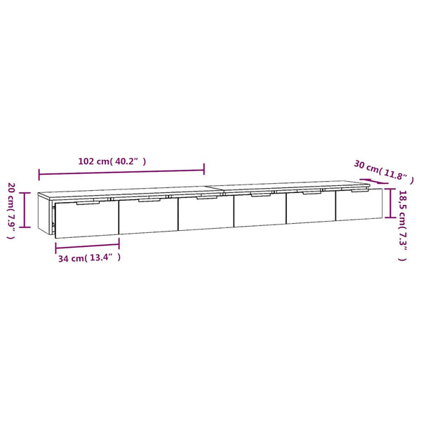 Vidaxl Wall Cabinets 2 Pcs White 102X30x20 Cm Engineered Wood Cabinets & Cupboards