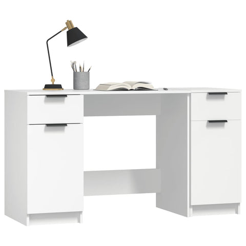 Desk With Side Cabinet White Engineered Wood Home Office Desks
