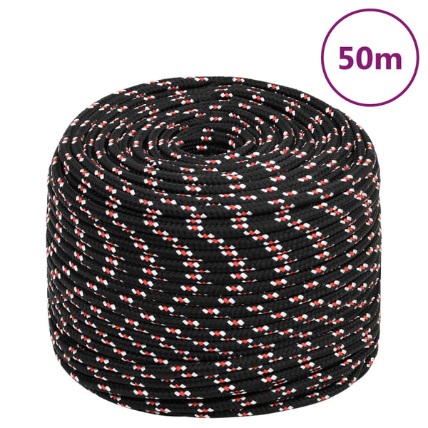 Vidaxl Boat Rope Black 6 Mm 50 Polypropylene Marine Rope
