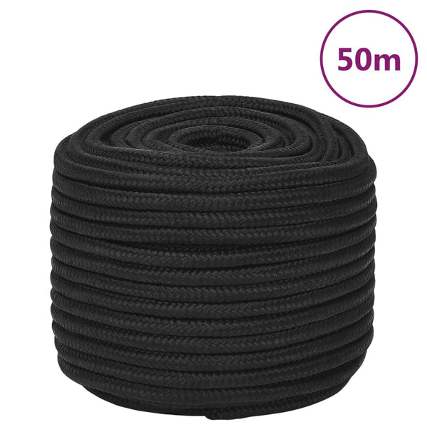 Vidaxl Boat Rope Full Black 12 Mm 50 Polypropylene Marine Rope