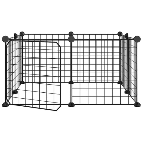 8-Panel Pet Cage With Door Black 35X35 Cm Steel