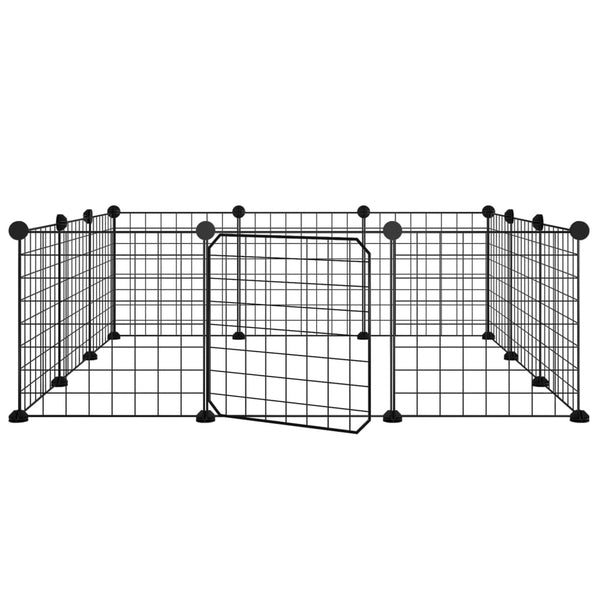 Vidaxl 12 Panel Pet Cage With Door Black 35X35 Cm Steel Dog Cages