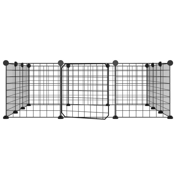 Vidaxl 12 Panel Pet Cage With Door Black 35X35 Cm Steel Dog Cages