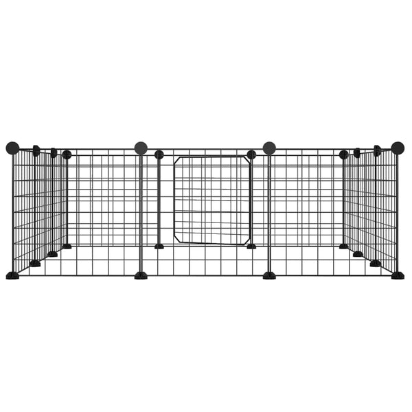 Vidaxl 12 Panel Pet Cage With Door Black 35X35 Cm Steel Dog Cages