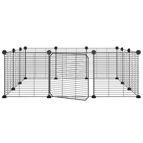 Vidaxl 12 Panel Pet Cage With Door Black 35X35 Cm Steel Dog Cages