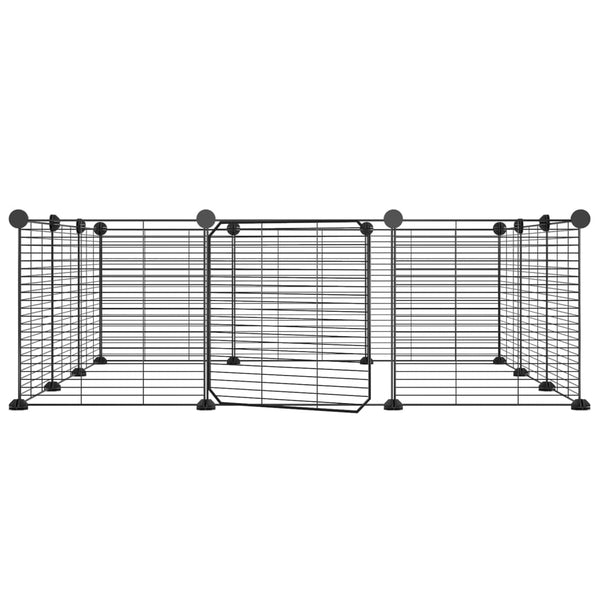12-Panel Pet Cage With Door Black 35X35 Cm Steel