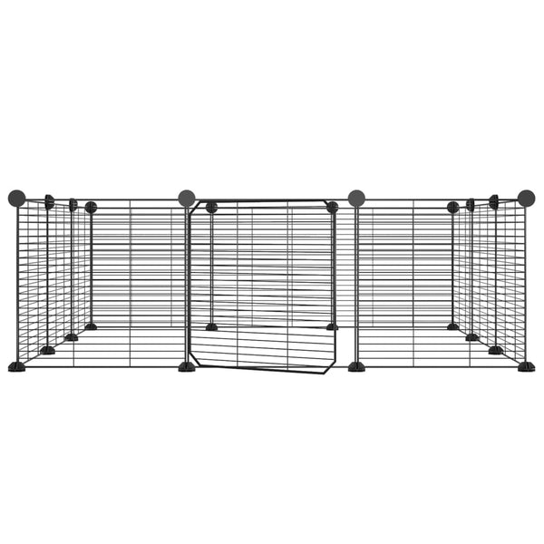 Vidaxl 12 Panel Pet Cage With Door Black 35X35 Cm Steel Dog Cages
