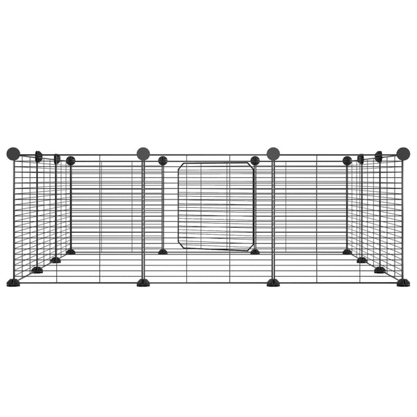 Vidaxl 12 Panel Pet Cage With Door Black 35X35 Cm Steel Dog Cages