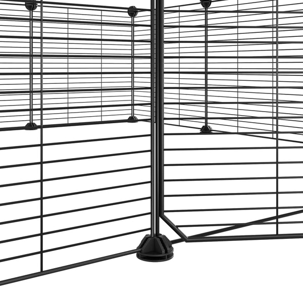 12-Panel Pet Cage With Door Black 35X35 Cm Steel