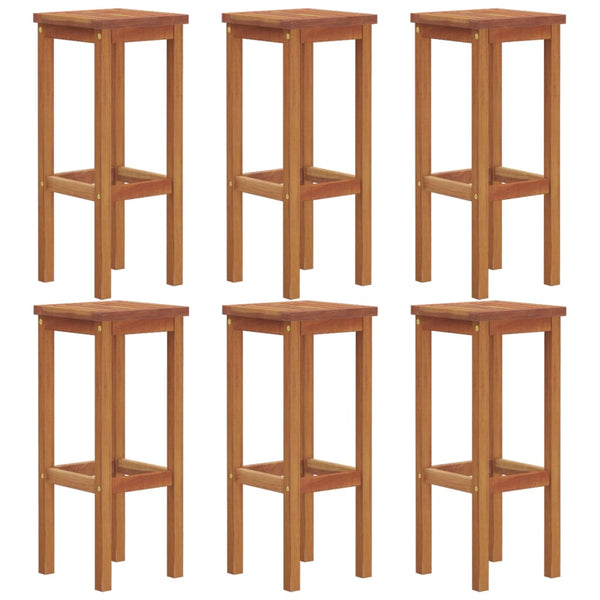 Bar Stools 6 Pcs Solid Wood Acacia Benches Bar Stools