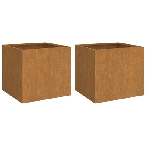 Planters 2 Pcs 32X30x29 Cm Corten Steel Planters & Vases