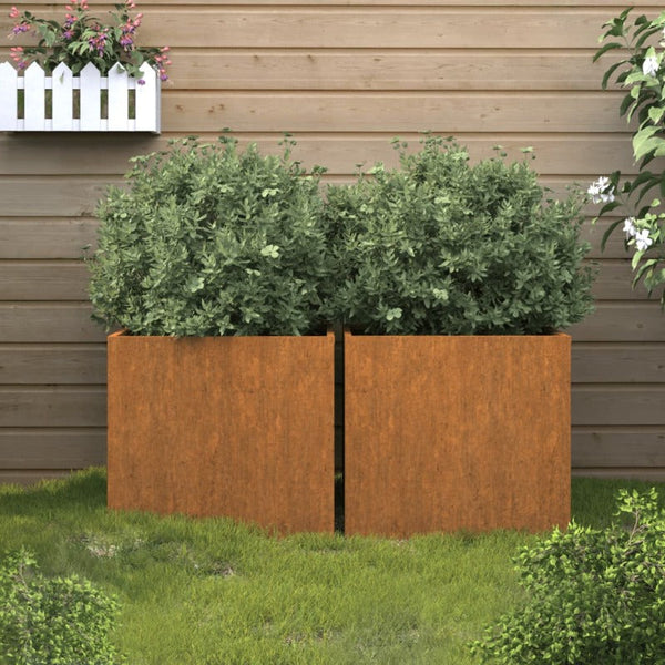 Planters 2 Pcs 32X30x29 Cm Corten Steel Planters & Vases