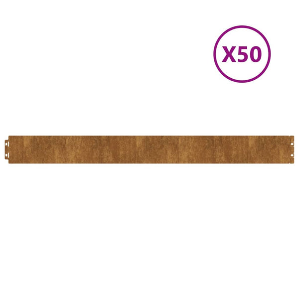 Vidaxl Lawn Edgings 50 Pcs 10X103 Cm Flexible Corten Steel Garden Edging & Borders