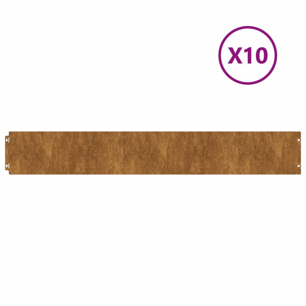Vidaxl Lawn Edging 10 Pcs 15 X 103 Cm Weathering Steel Rusty Garden Edging & Borders