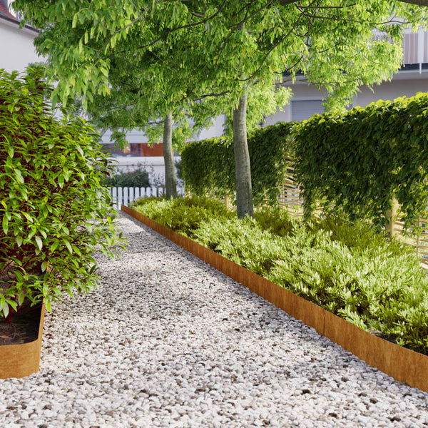 Vidaxl Lawn Edging 10 Pcs 15 X 103 Cm Weathering Steel Rusty Garden Edging & Borders