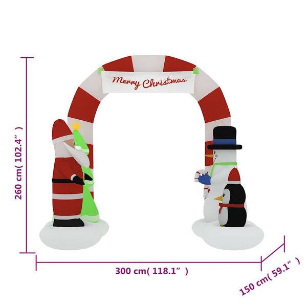 Vidaxl Christmas Inflatable Santa & Snowman Arch Gate Led 260 Cm Seasonal Decorations