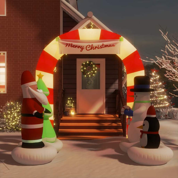 Vidaxl Christmas Inflatable Santa & Snowman Arch Gate Led 260 Cm Seasonal Decorations