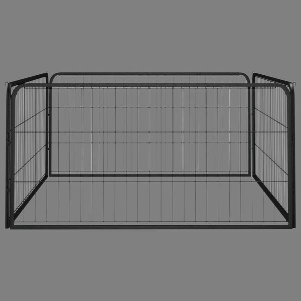 Dog Playpen 4 Panels Black 100X50 Cm Powder Coated Steel Fences & Pens