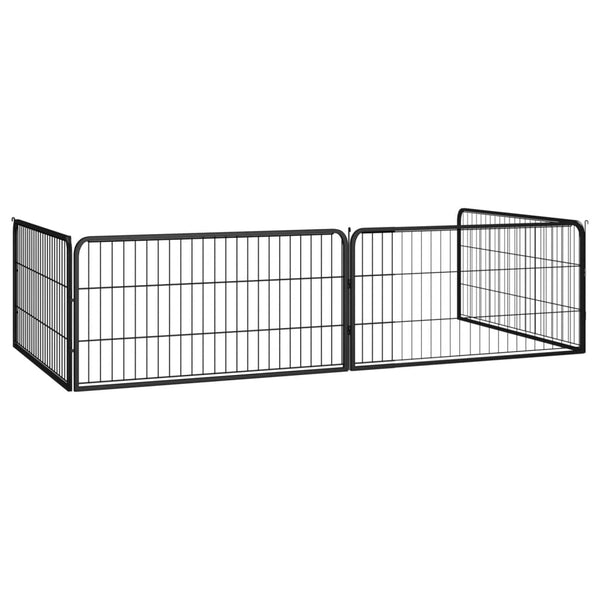 Dog Playpen 4 Panels Black 100X50 Cm Powder Coated Steel Fences & Pens