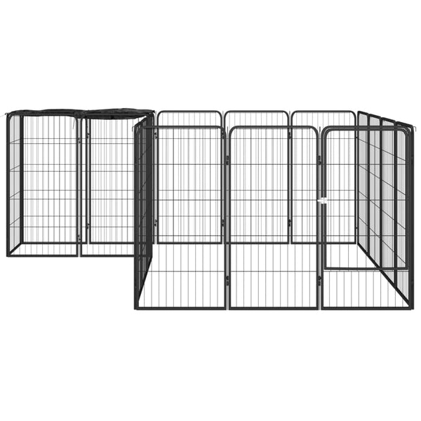 Fences & Pens 18 Panel Dog Playpen Black 50X100 Cm Powder Coated Steel