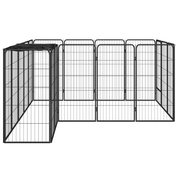 Fences & Pens 18 Panel Dog Playpen Black 50X100 Cm Powder Coated Steel