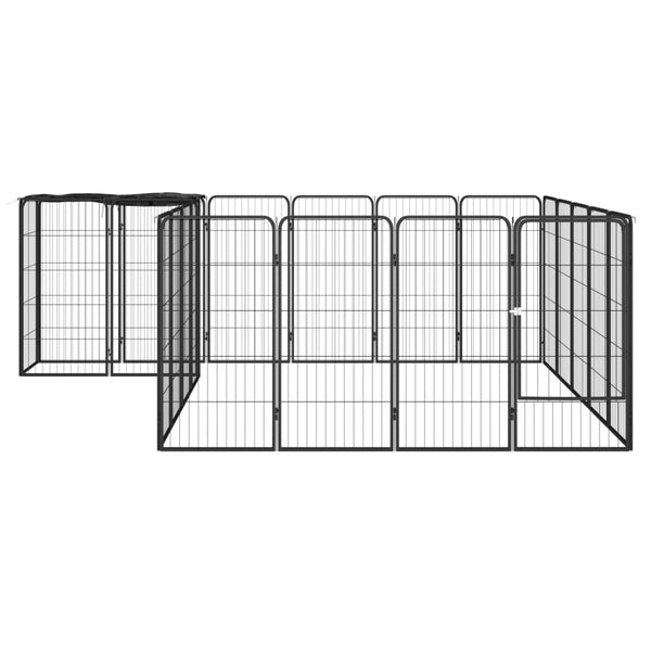 Fences & Pens 22 Panel Dog Playpen Black 50X100 Cm Powder Coated Steel